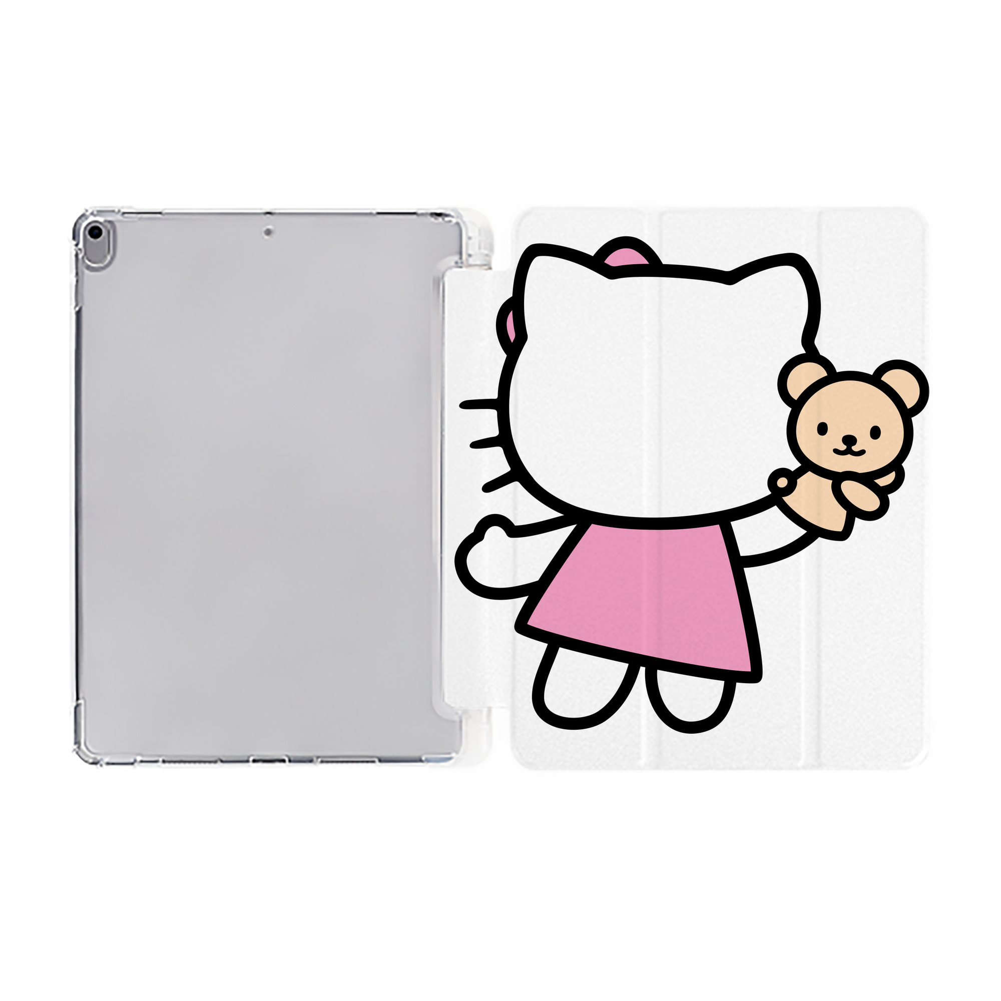 （画像用） Hello Kitty ハローキティ IPad ケース ペン収納付き 三つ折りスタンド PUレザー×シリコン 対応機種9.5/10.5/10.9インチ